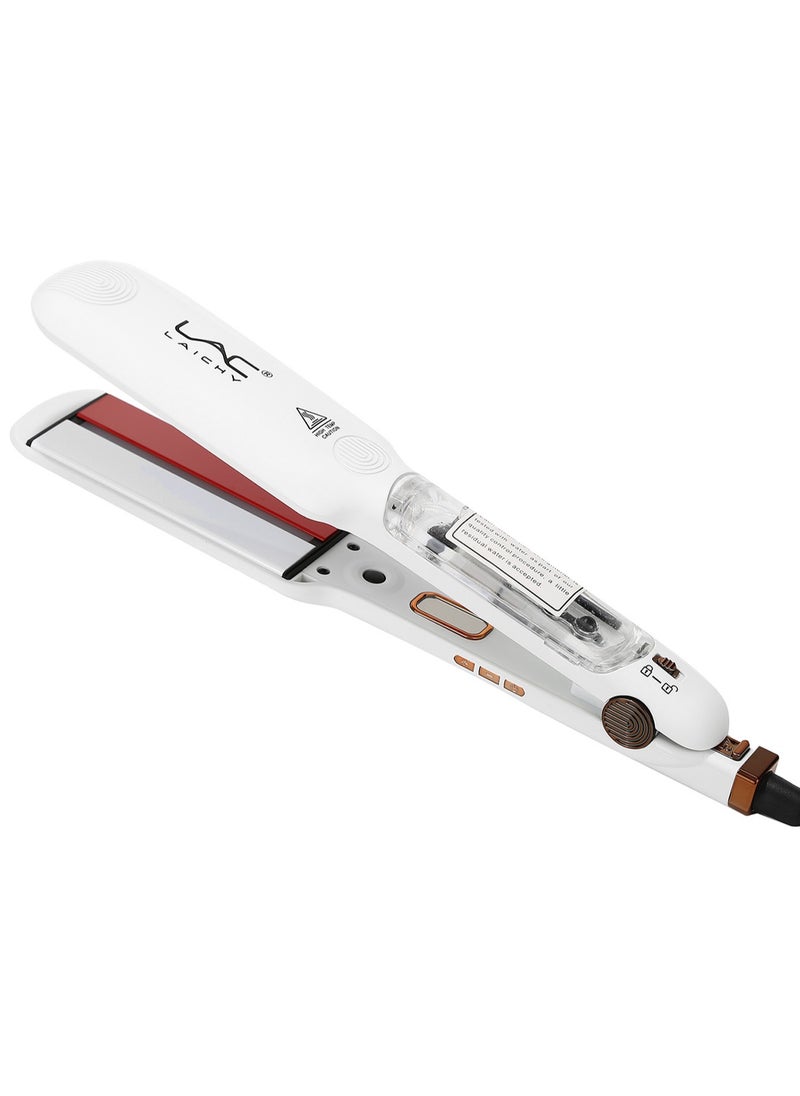 LAC - Steam Straightener for Hair, Professional Steam Flat Iron Salon Ceramic Tourmaline Vapor Steam Ionic Straightening Iron 2 in 1 Hair Straightener and Curler Dual Voltage Adjustable Temp - Image 1