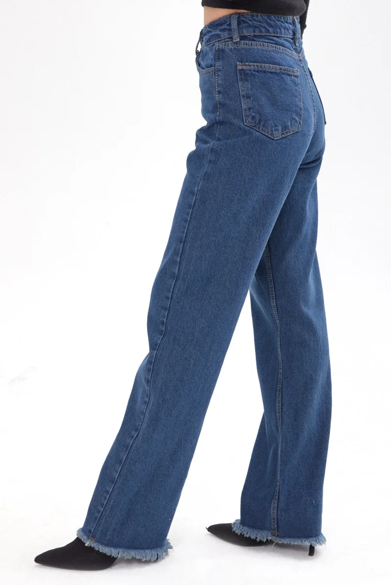 Tofisa 23663-COFFEE-TINT-WASH Wide Leg High Waist Wide Leg Jeans