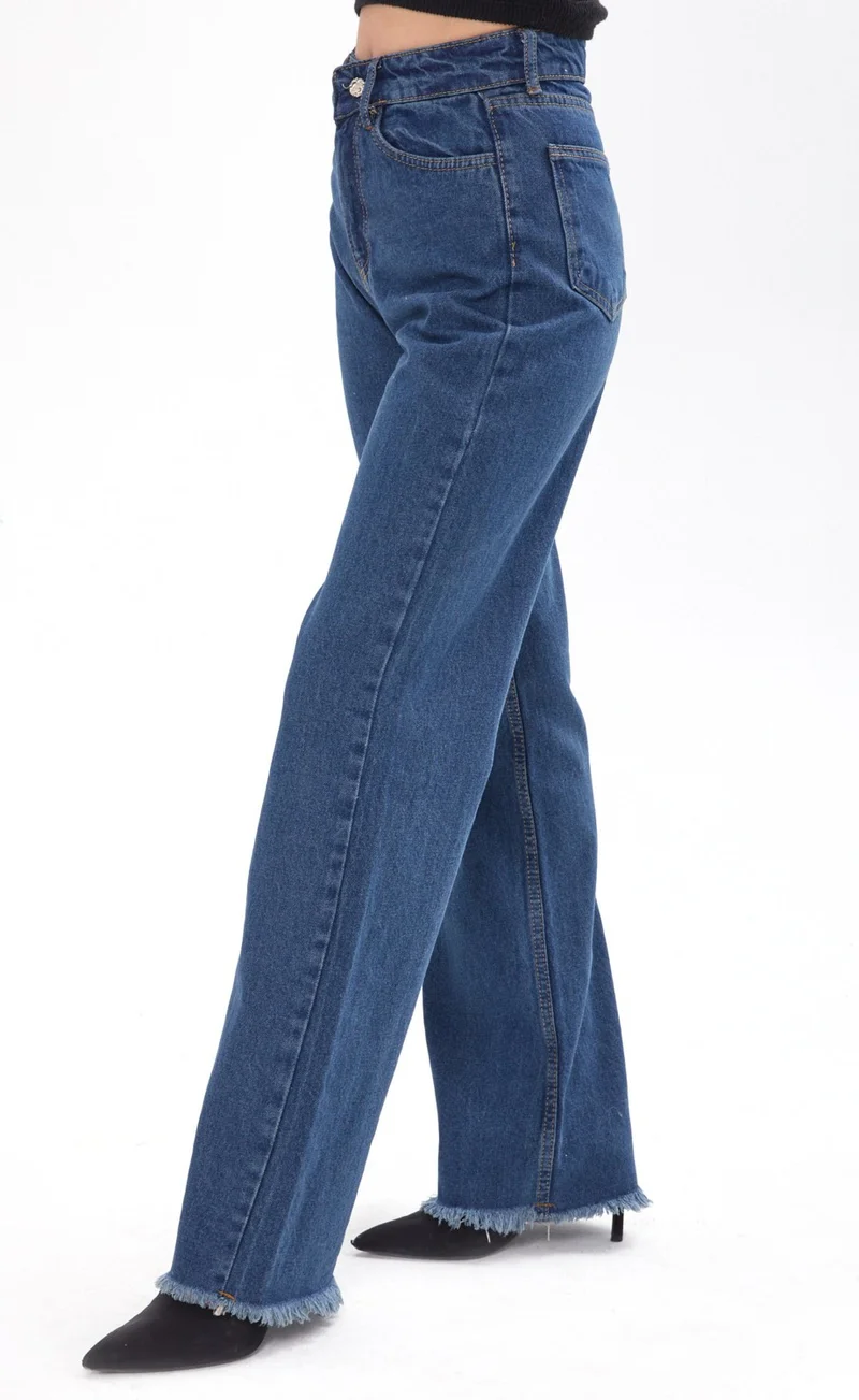 Tofisa 23663-COFFEE-TINT-WASH Wide Leg High Waist Wide Leg Jeans