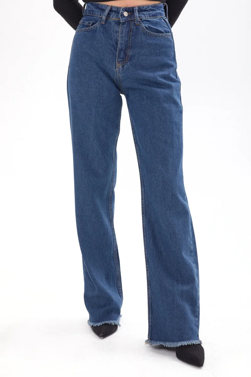 Tofisa 23663-COFFEE-TINT-WASH Wide Leg High Waist Wide Leg Jeans