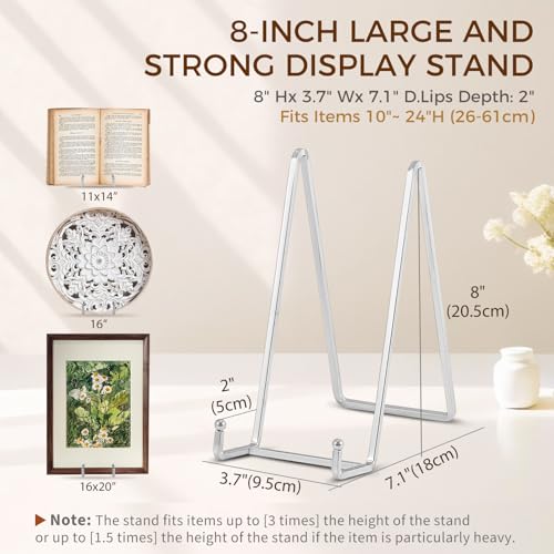 DIDUDIDU Plate Holder Easel Display Stand - 8 inch Metal Plate Stands for Display - Tabletop Picture Stand - Silver Iron Easels for Display Pictures | Photo Frames | Book | Decorative Plates | Plaque -2 Pack - Image 2