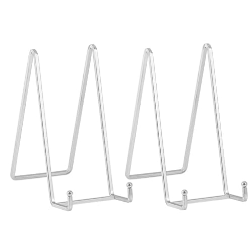 DIDUDIDU Plate Holder Easel Display Stand - 8 inch Metal Plate Stands for Display - Tabletop Picture Stand - Silver Iron Easels for Display Pictures | Photo Frames | Book | Decorative Plates | Plaque -2 Pack - Image 1