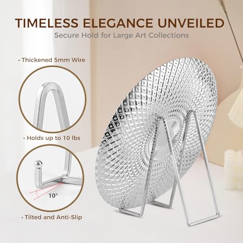 DIDUDIDU Plate Holder Easel Display Stand - 8 inch Metal Plate Stands for Display - Tabletop Picture Stand - Silver Iron Easels for Display Pictures | Photo Frames | Book | Decorative Plates | Plaque -2 Pack - Image 3