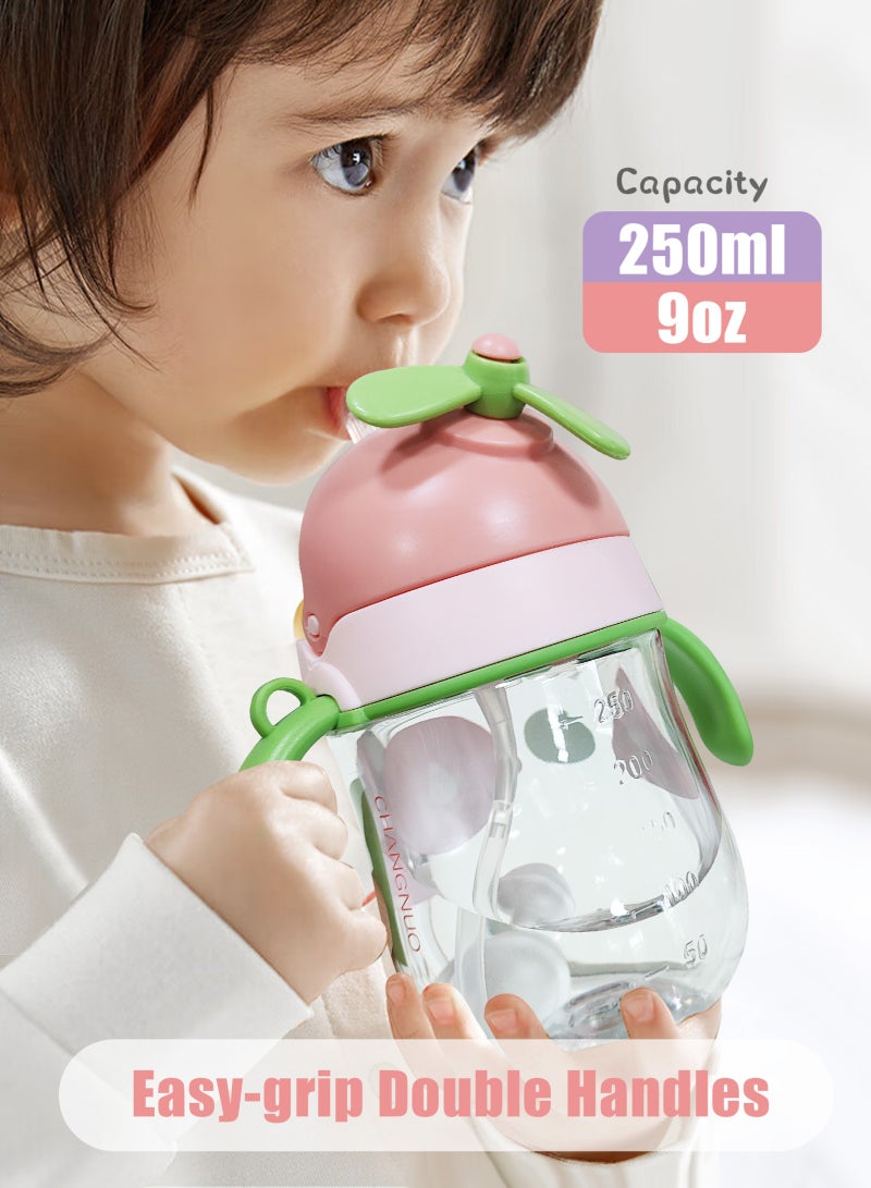 URbazaar 2PCS Baby Straw Bottle Toddler Water Bottle Sippy Cup for Baby 6-12 Months Baby Straw Cup Sipper Bottle for Kids with Handles 300ml (Purple+Pink)  - Image 4