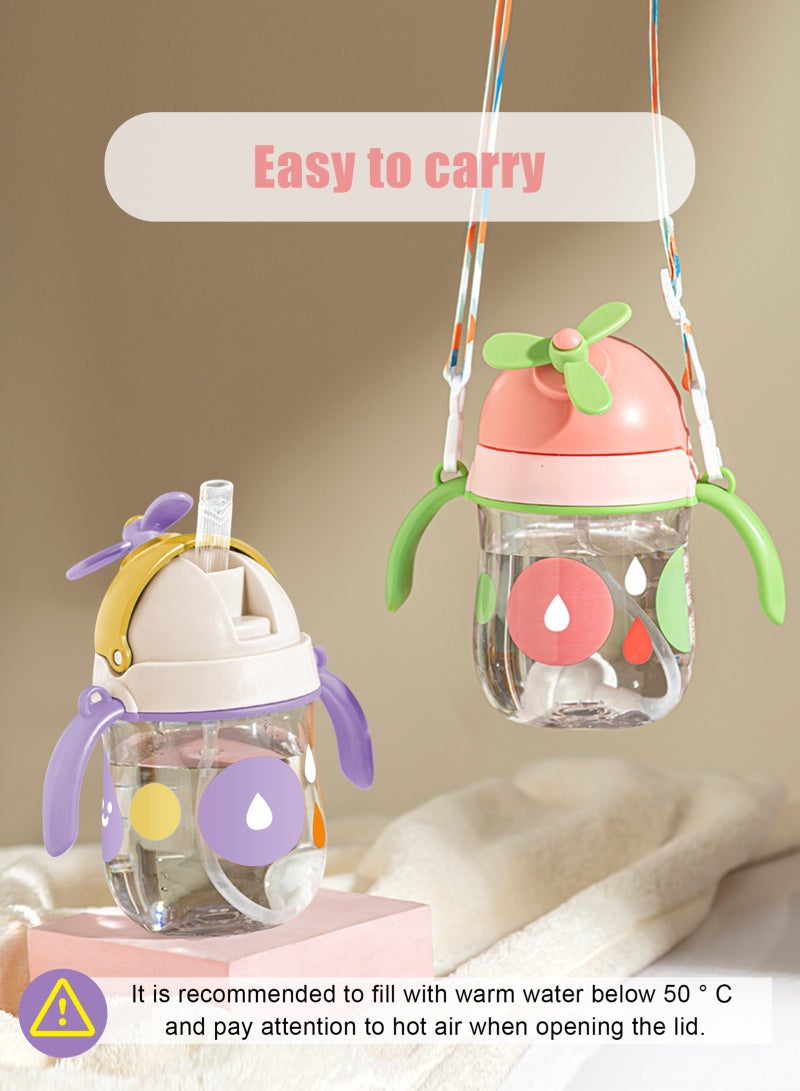 URbazaar 2PCS Baby Straw Bottle Toddler Water Bottle Sippy Cup for Baby 6-12 Months Baby Straw Cup Sipper Bottle for Kids with Handles 300ml (Purple+Pink)  - Image 5