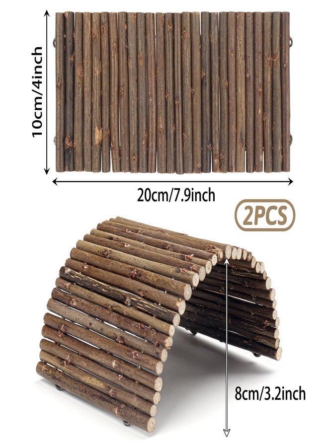 QUOZUO 2PCS Reptile Hideout Hermit Crab Bendable Bridge, Wooden Hermit Crab Hideout Climbing Toys, Reptile Tank Habitat Decor Hiding Hut for Lizards, Mice, Spiders - Image 2