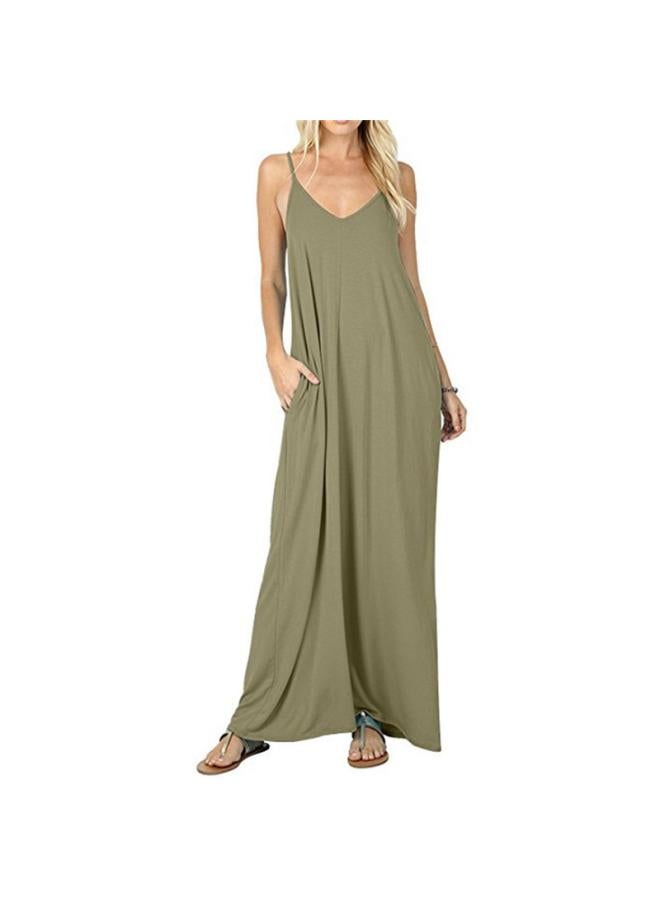 Sourcing European And American Women's Solid Color Loose Pocket Dress Vest Dress Sexy Skirt