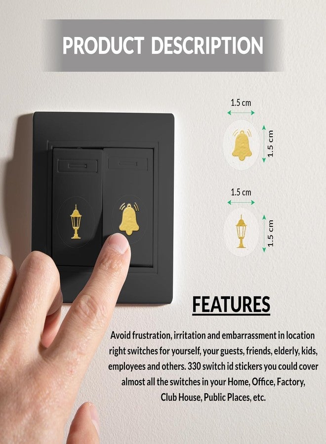 BAERFIT Gold Switch Stickers for Switch Board Embossed Premium 3D Stickers Switch Board Stickers for Home Fan Light Stickers for Switch Kitchen Stickers Pack of 35 Designs 495 Sticker - Image 2