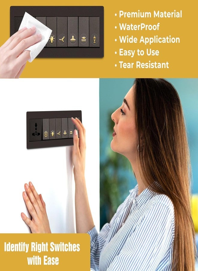 BAERFIT Gold Switch Stickers for Switch Board Embossed Premium 3D Stickers Switch Board Stickers for Home Fan Light Stickers for Switch Kitchen Stickers Pack of 35 Designs 495 Sticker - Image 4