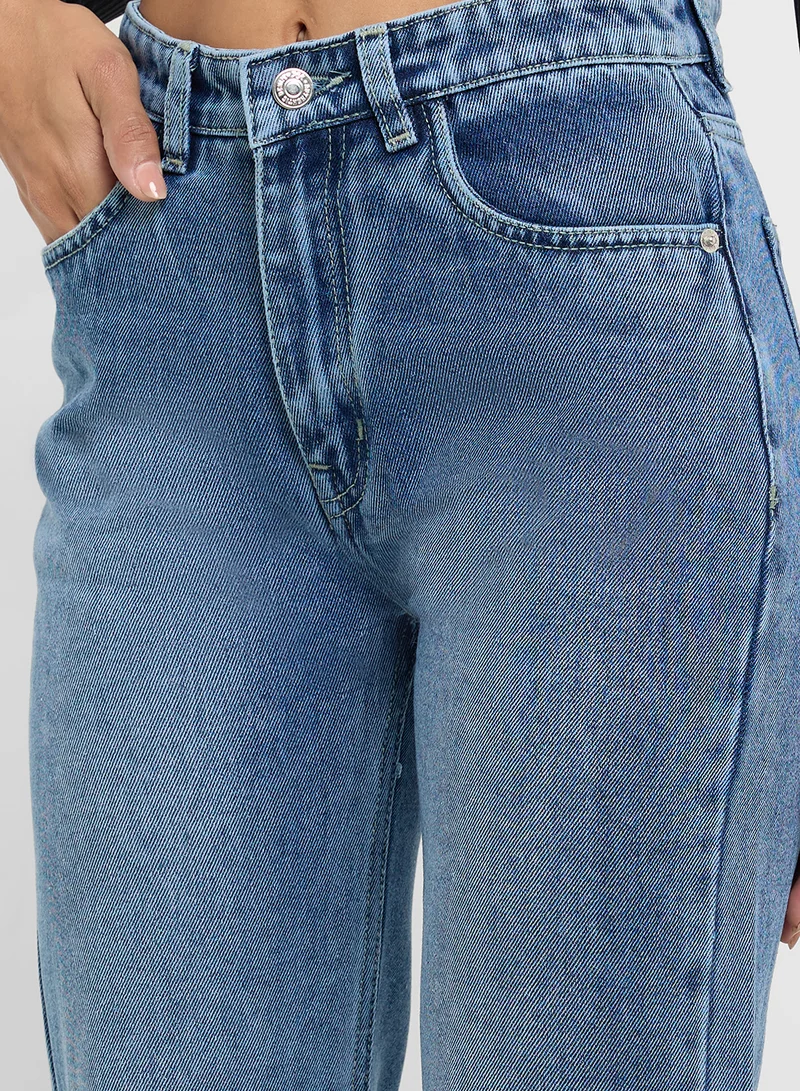 Ginger Distressed High Rise Straight Fit Jeans