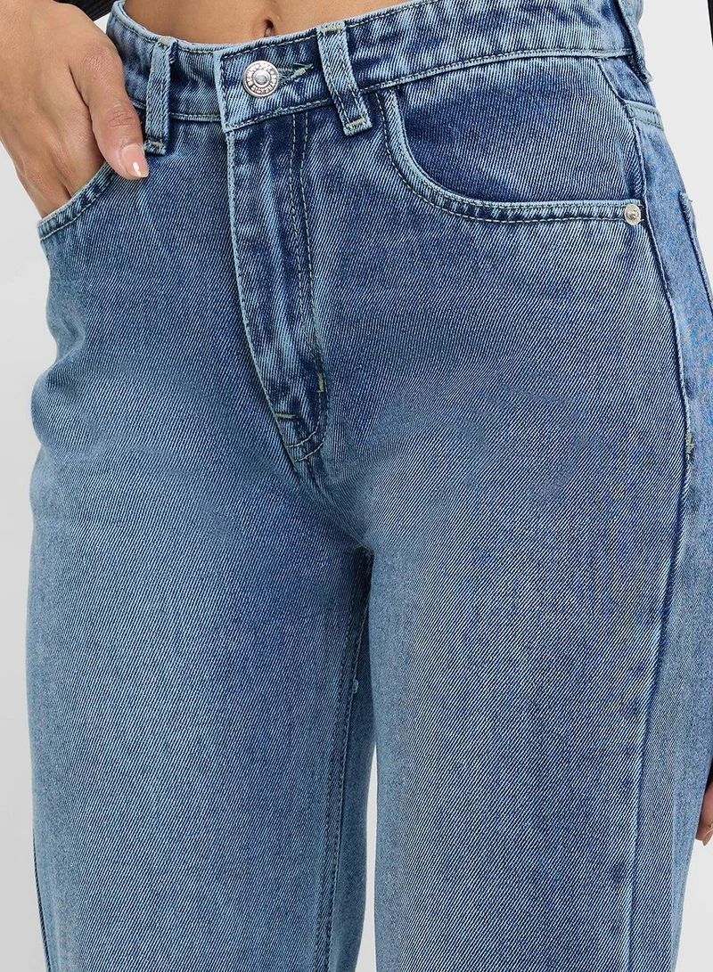 Ginger  Distressed High Rise Straight Fit Jeans for Women | Best Price UAE