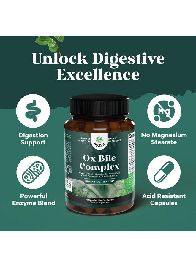 Natures Craft Digestive Enzymes with Ox Bile - Ox Bile Supplements for No Gallbladder with Trypsin, Papain & Bromelain Enzyme for Pancrease Cleanse & Detox - Pancreatin Digestion Enzymes for Women & Men - 90 Ct - Image 5