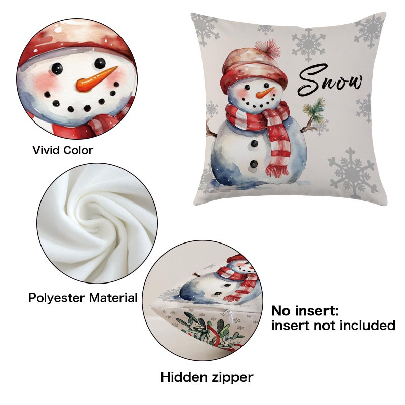 Mimkus Mimkus Christmas Snowman Throw Pillow Covers 18 x 18 Inch Set of 4 Xmas Tree Reindeer Gloves Eucalyptus Pillow Cover Winter Holiday Stripes Gray Cushion Case for Sofa Couch  - Image 4