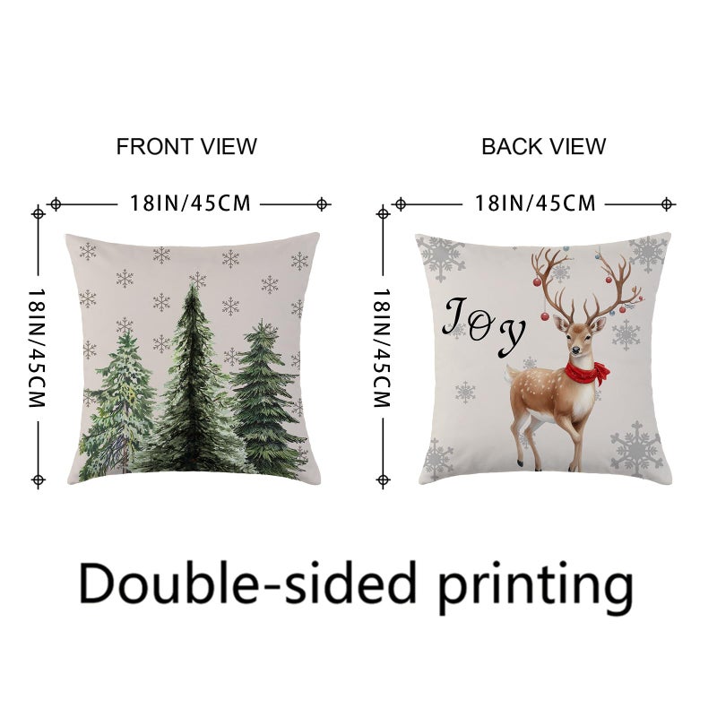 Mimkus Mimkus Christmas Snowman Throw Pillow Covers 18 x 18 Inch Set of 4 Xmas Tree Reindeer Gloves Eucalyptus Pillow Cover Winter Holiday Stripes Gray Cushion Case for Sofa Couch  - Image 3