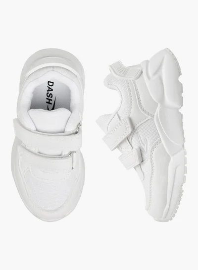 Dash Panelled School Shoes with Hook and Loop Closure