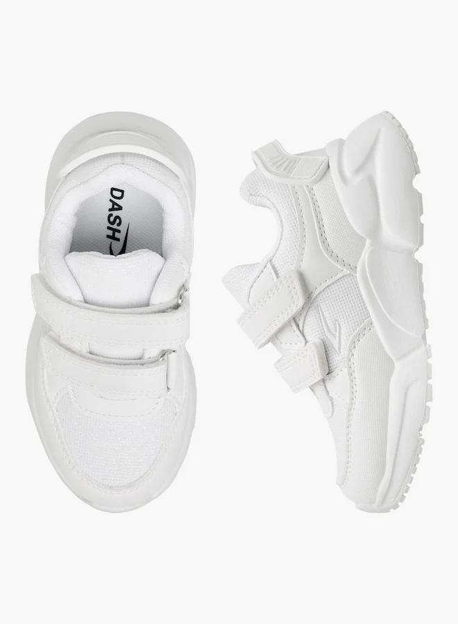 Dash Panelled School Shoes with Hook and Loop Closure