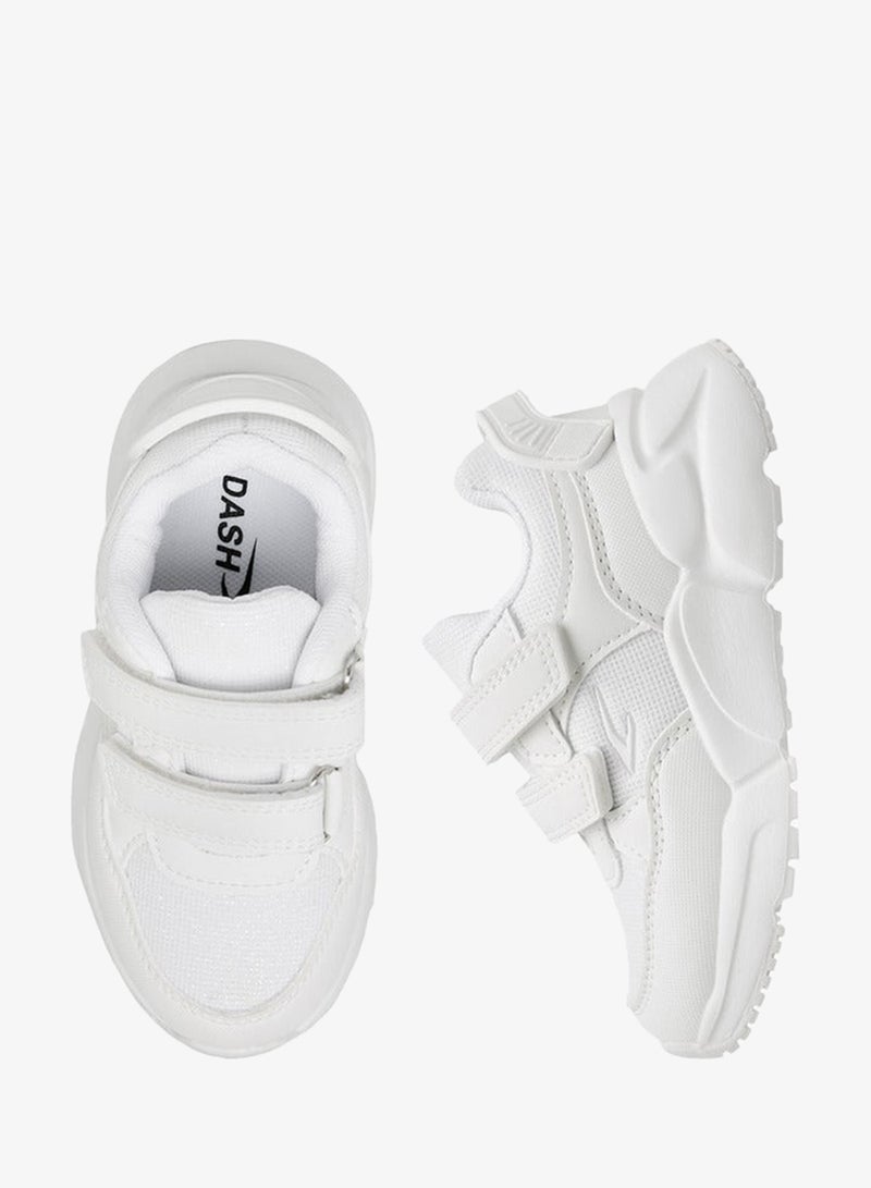 Dash Panelled School Shoes with Hook and Loop Closure - Image 3