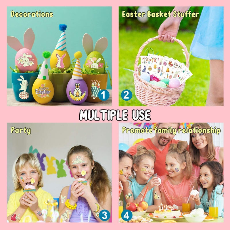 Partywind 132 PCS (12 Sheets) Luminous Easter Temporary Tattoos for Kids Basket Stuffers  Glow Easter Decorations Party Favors Supplies  Easter Gifts Games for Toddlers Boys Girls - Image 5