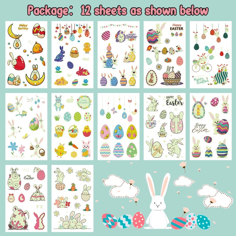 Partywind 132 PCS (12 Sheets) Luminous Easter Temporary Tattoos for Kids Basket Stuffers  Glow Easter Decorations Party Favors Supplies  Easter Gifts Games for Toddlers Boys Girls - Image 3