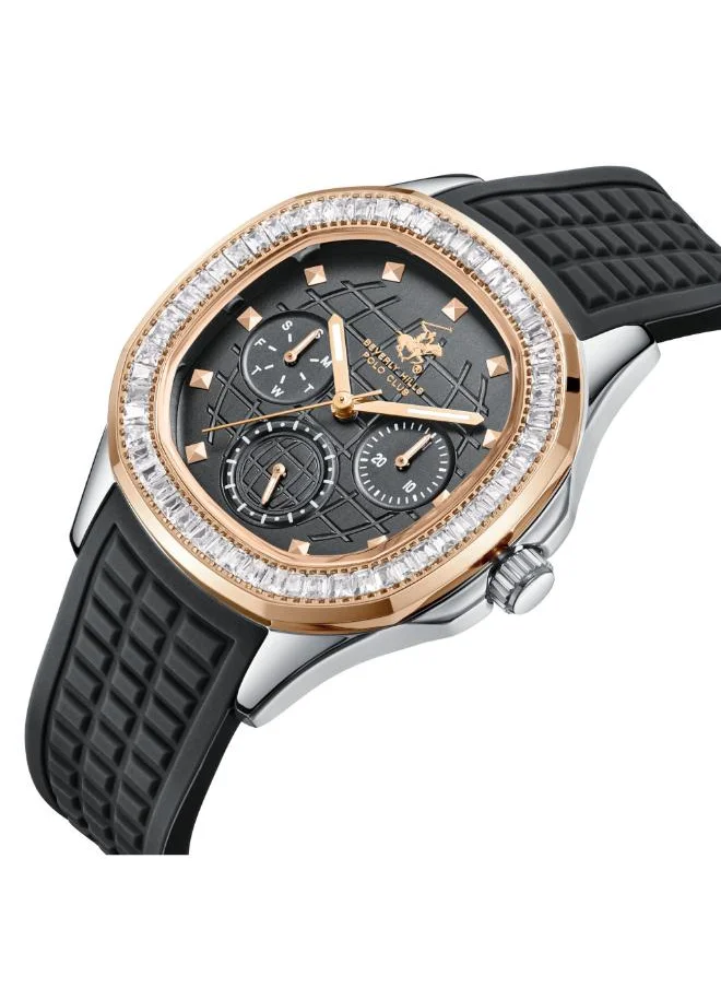 BEVERLY HILLS POLO CLUB BEVERLY HILLS POLO CLUB BP3735C.551 Women's Multi Function Display Watch & Silicone Strap BLACK