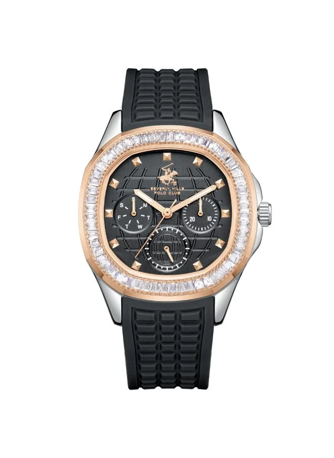 BEVERLY HILLS POLO CLUB BEVERLY HILLS POLO CLUB BP3735C.551 Women's Multi Function Display Watch & Silicone Strap BLACK