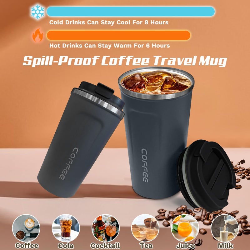 SPLMIFA Travel coffee mugs leak-proof, reusable coffee cups with lids, stainless steel vacuum insulated coffee tumblers, thermal insulation cups for men & women keep drinks hot & cold(2nd-Blue, 12OZ) - Image 2