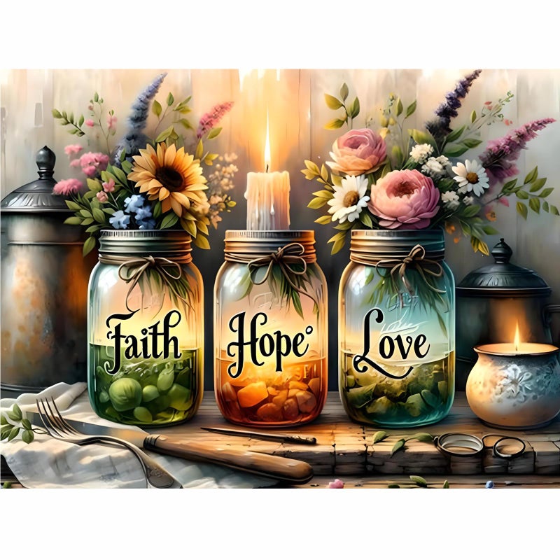 Fotasmua DIY Wishing Bottle Paint by Numbers for Adults Beginner Faith Hope Love Paint by Numbers on Canvas Easy Color Acrylic Painting by Number Kits for Offices and Home Wall Decor 16 X 20 Inch - Image 2