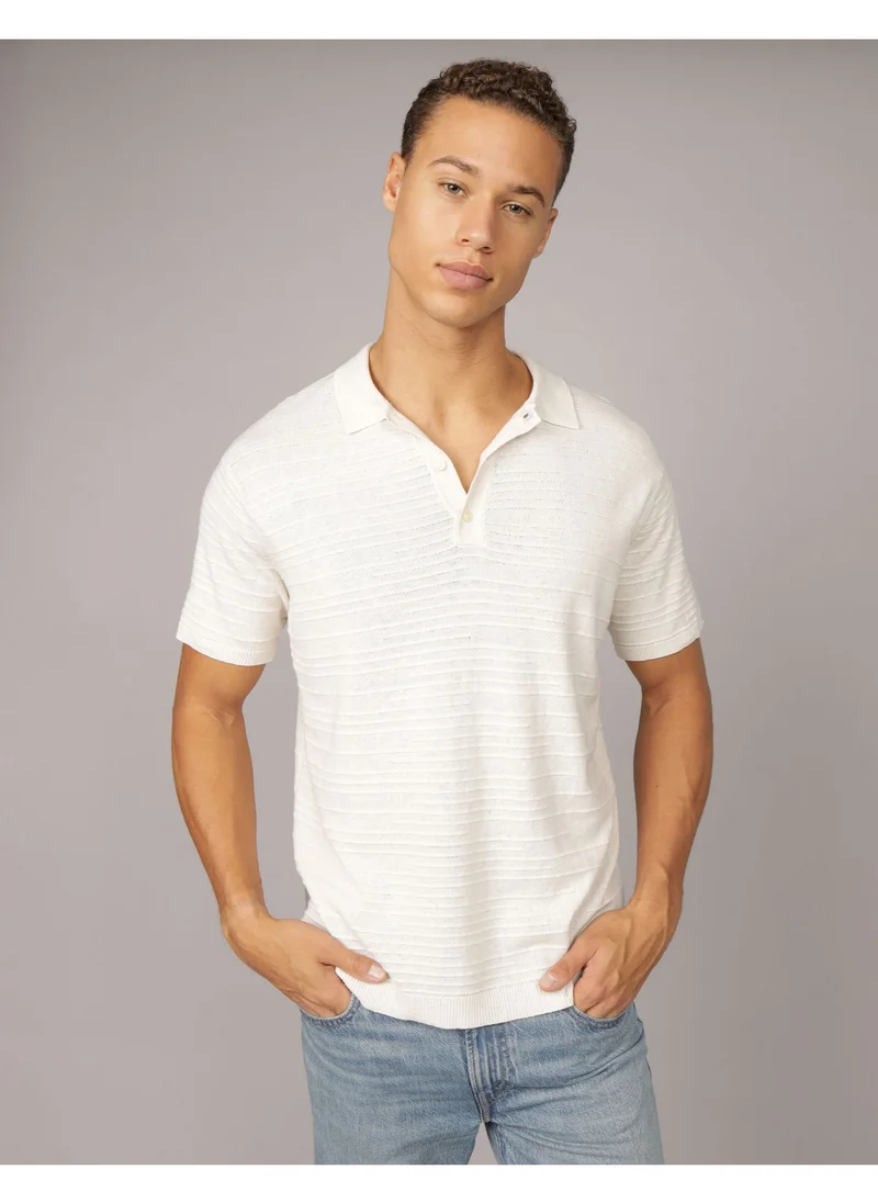 American Eagle AE Linen-Blend Sweater Polo Shirt