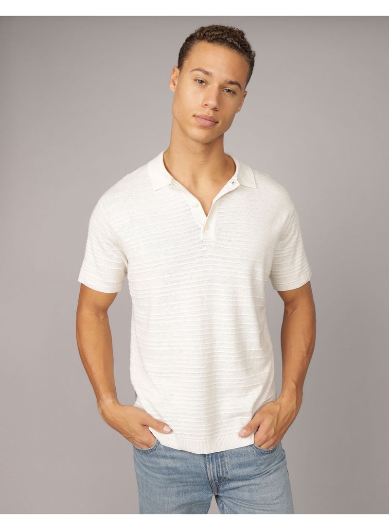 American Eagle AE Linen-Blend Sweater Polo Shirt  - Image 1