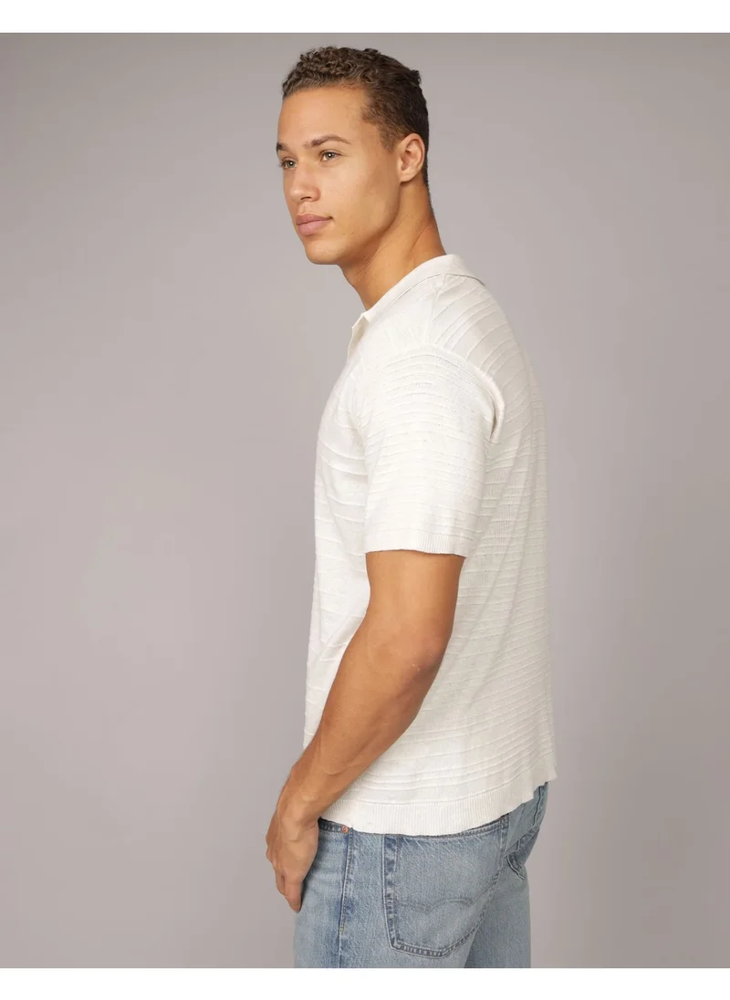 American Eagle AE Linen-Blend Sweater Polo Shirt