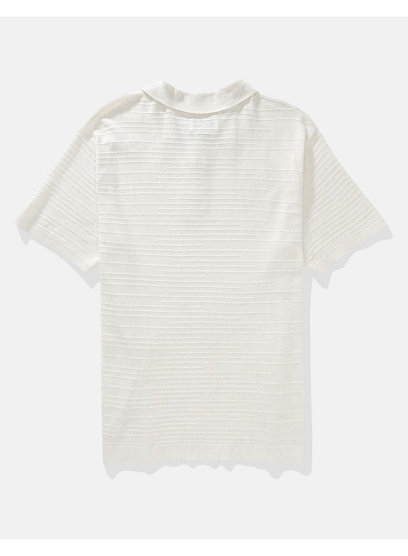 American Eagle AE Linen-Blend Sweater Polo Shirt  - Image 3