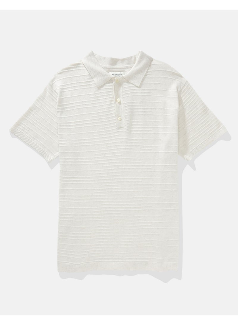 American Eagle AE Linen-Blend Sweater Polo Shirt  - Image 4