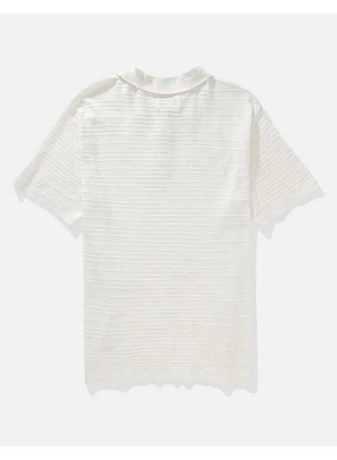 American Eagle AE Linen-Blend Sweater Polo Shirt