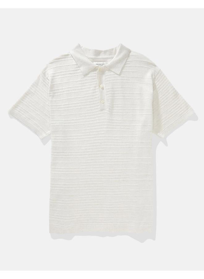 American Eagle AE Linen-Blend Sweater Polo Shirt - Image 3