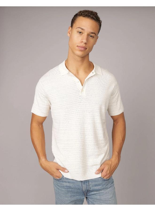 American Eagle AE Linen-Blend Sweater Polo Shirt - Image 1