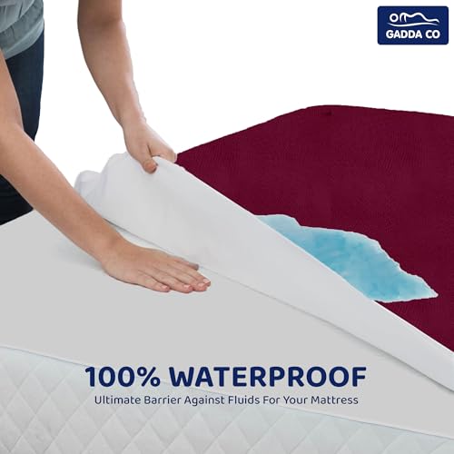 GADDA CO 100% Waterproof Mattress Protector King Size Bed | Bamboo-Feel Premium Cotton, Ultra Soft & Breathable | Hypoallergenic, Noiseless Fitted Cover for King Size Bed (78x72 in), Beetroot - Image 5