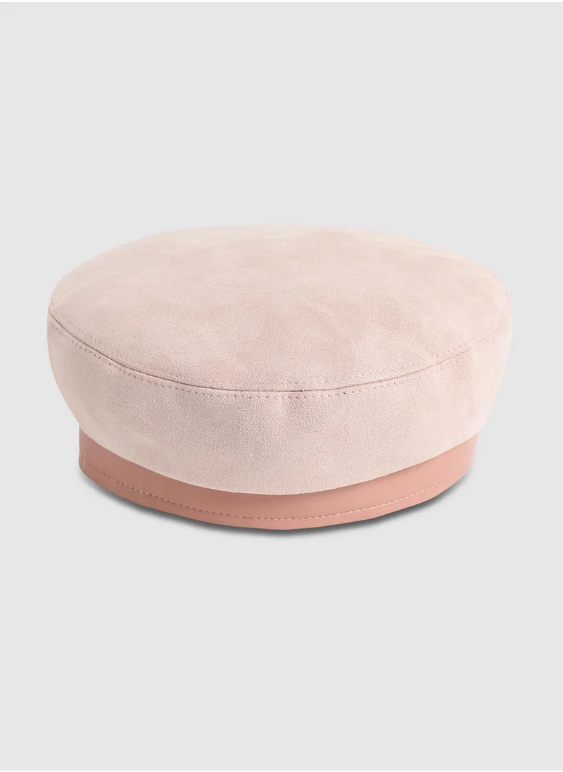 Haute Sauce Contrast Texture Beret Hat - Baby Pink