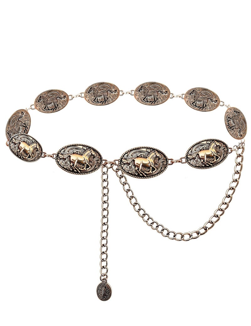 TOPACC Rodeo Belts for Women Bronze Western Chain Belt Cowgirl Cowboy Metal Concho Belt for Dresses Jeans Country Concert Outfit - Image 1