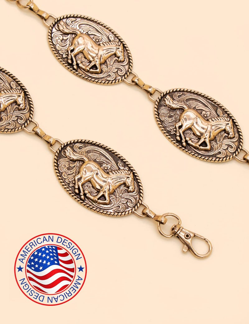TOPACC Rodeo Belts for Women Bronze Western Chain Belt Cowgirl Cowboy Metal Concho Belt for Dresses Jeans Country Concert Outfit - Image 2