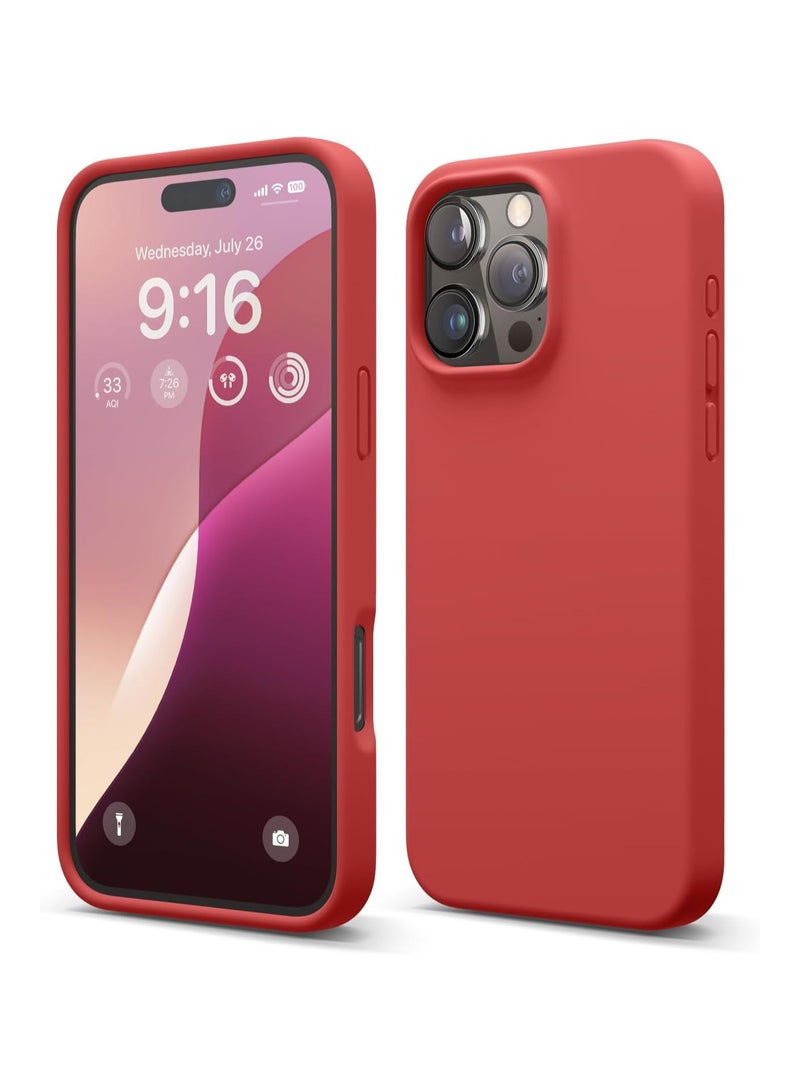 Silicone Case Compatible with iPhone 16 Pro Max, Slim Liquid Silicone Phone Case with 3-Layer Soft Rubber Shockproof TPU Lining, (Red)