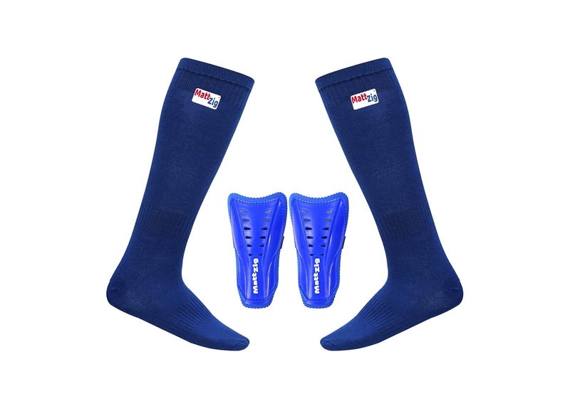 MATTZIG ® Congo Football Kit (One Pair Of Football Socks & One Pair Of Football Shin Guard) (Blue) - Image 1