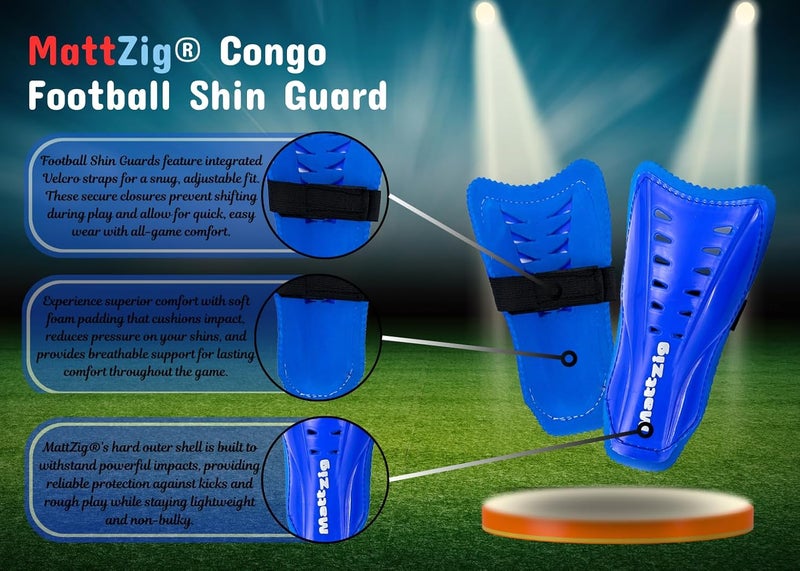 MATTZIG ® Congo Football Kit (One Pair Of Football Socks & One Pair Of Football Shin Guard) (Blue) - Image 3
