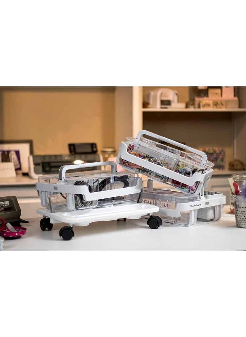 Deflecto Deflecto Stack N Go Caddy Wheel Base Craft Organizer Compatible with Deflecto Desk Supplies Organizer Caddy White 16W x 3 14H x 11D 29443CR  - Image 4