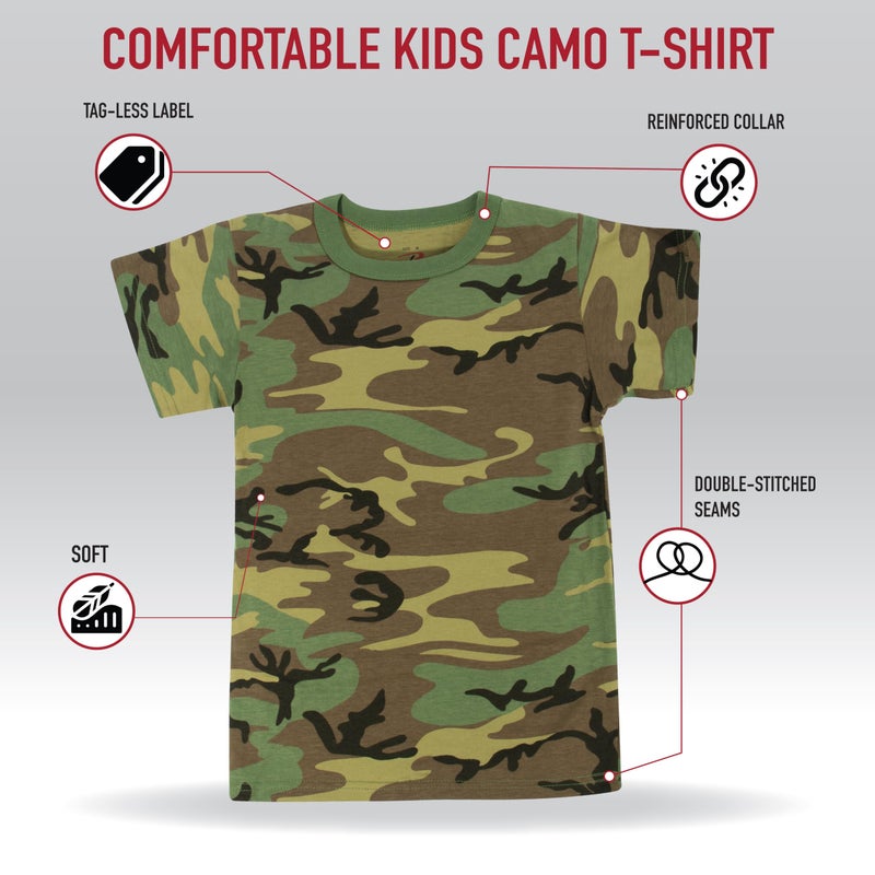 Rothco Kids Camo T-Shirt - Stylish Comfort for Little Explorers, Woodland Camo - XL - Image 2