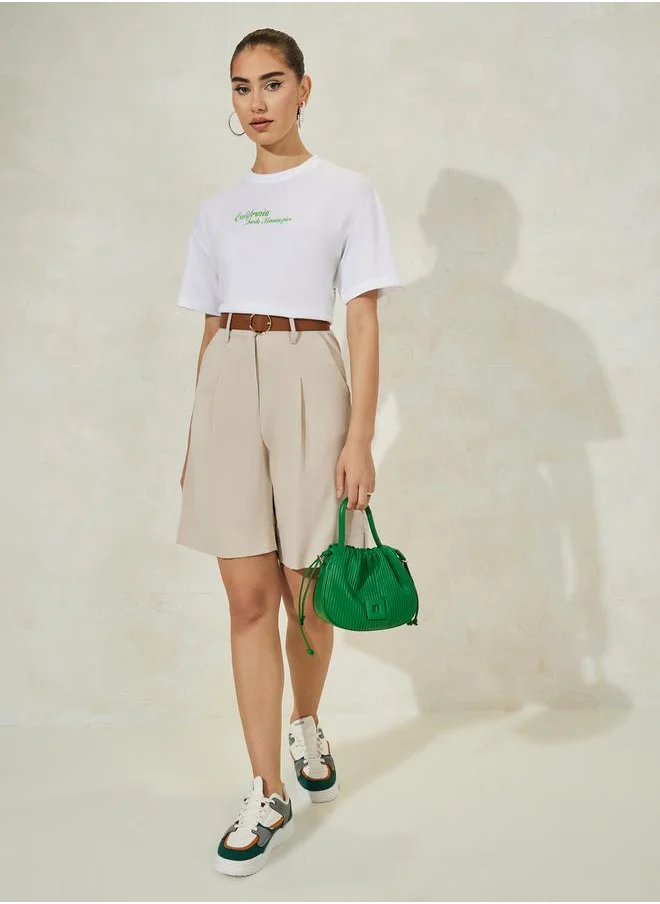 ستايلي Oversized Graphic Print Round Neck  T-Shirt