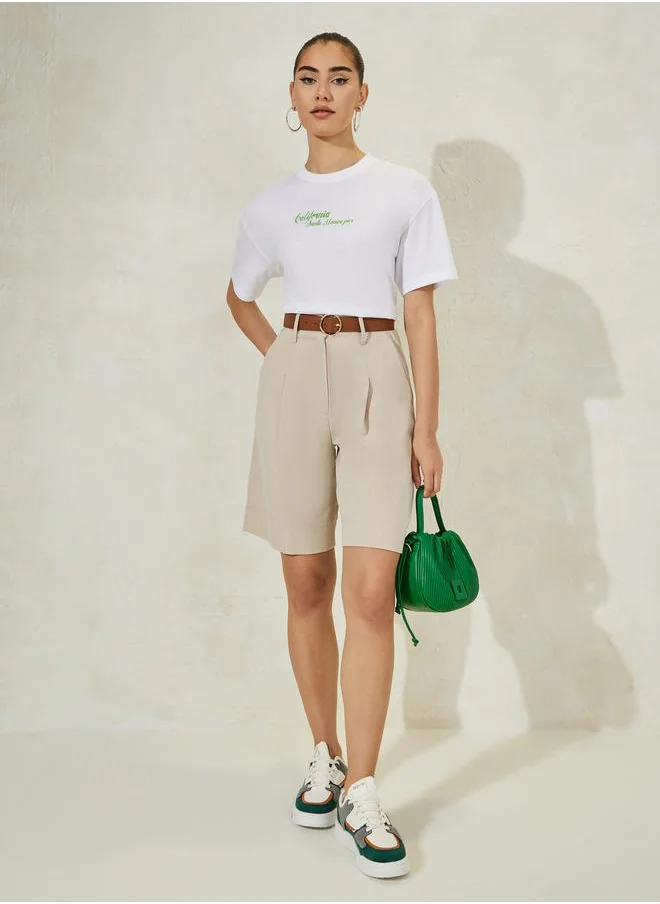 ستايلي Oversized Graphic Print Round Neck  T-Shirt