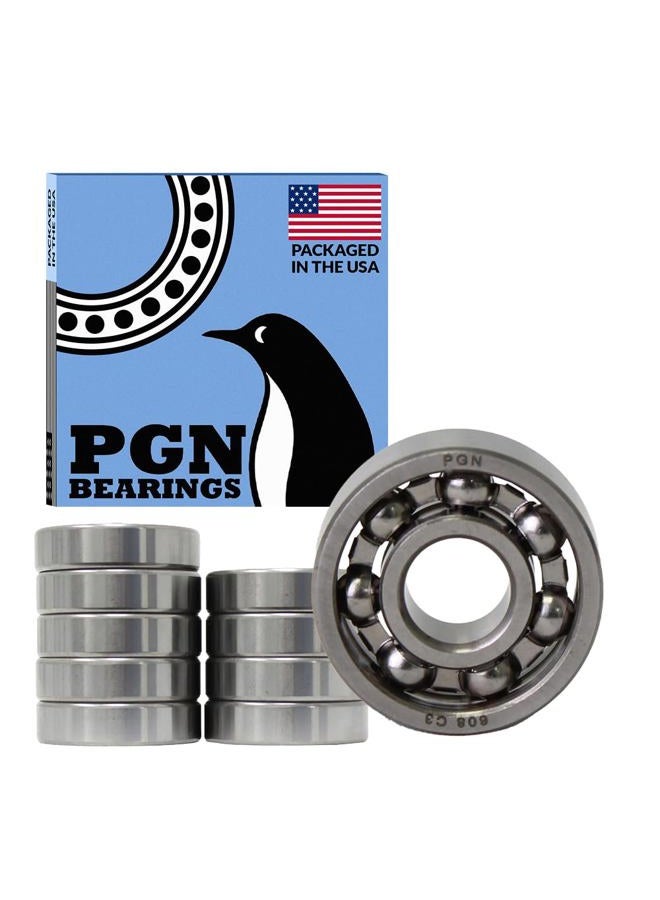 PGN Bearings 10 (Ten) Fidget Spinner 608 Open, Chrome Steel Bearing Balls, 8x22x7, Ball Center Replacement Part Kit - Image 1