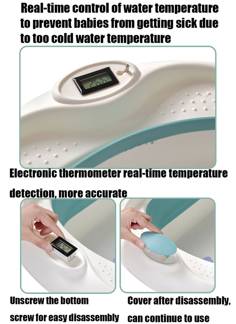 MissTiara - Foldable Baby Bathtub Set with Temperature Sensing Thermometer and Baby Special Bath Bed Newborn Sitting and Lying Large Safety Bathtub - Image 1