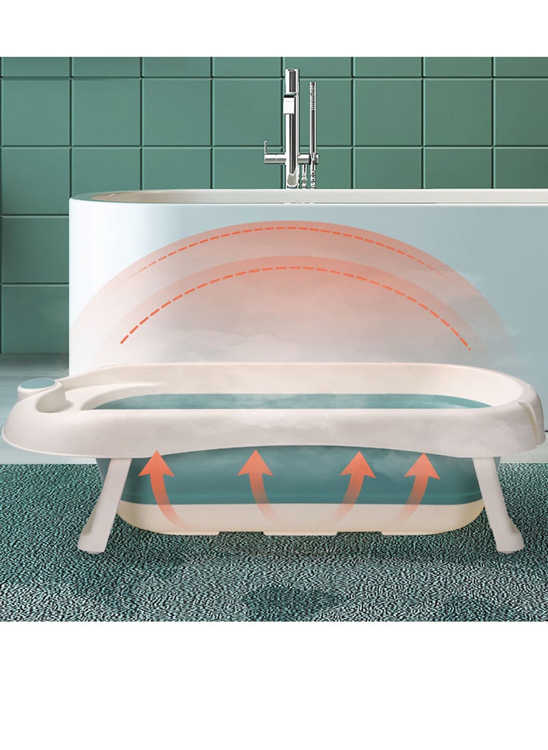 MissTiara - Foldable Baby Bathtub Set with Temperature Sensing Thermometer and Baby Special Bath Bed Newborn Sitting and Lying Large Safety Bathtub - Image 1