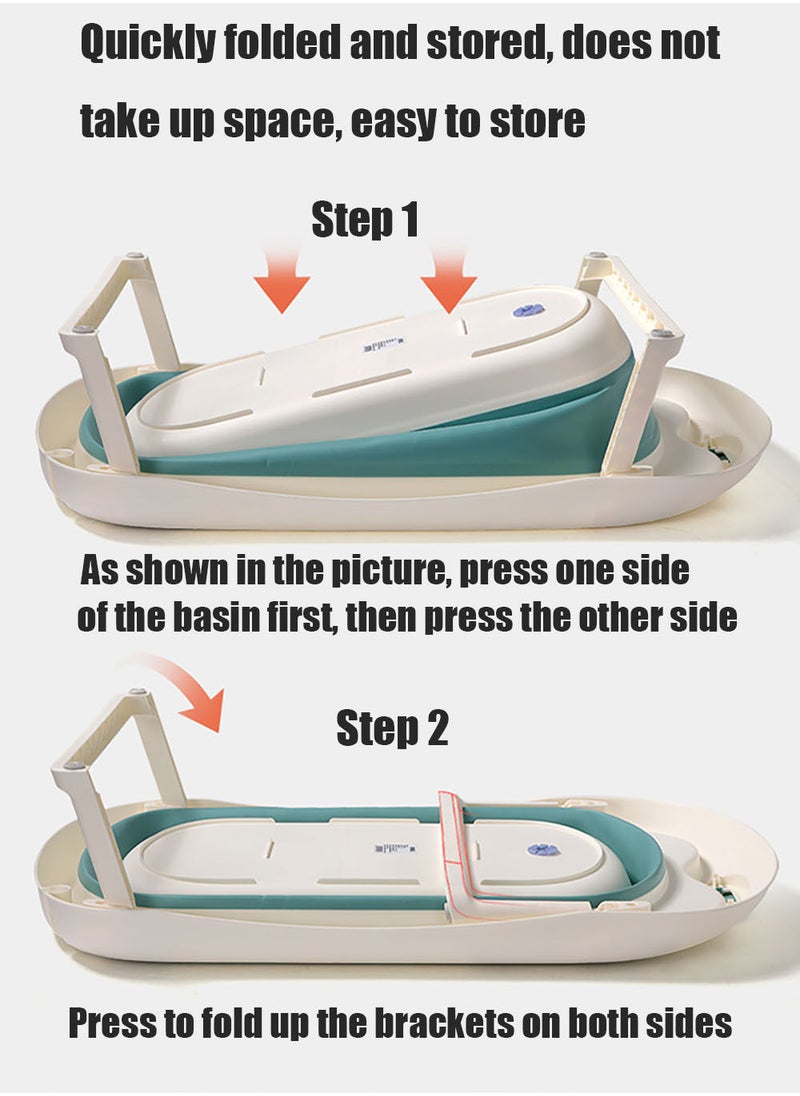 MissTiara - Foldable Baby Bathtub Set with Temperature Sensing Thermometer and Baby Special Bath Bed Newborn Sitting and Lying Large Safety Bathtub - Image 1